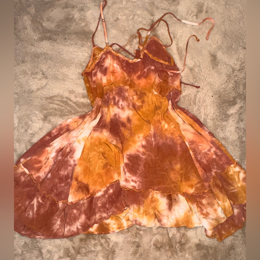 Wild Fable Tie Dye Orange and Brown Dress